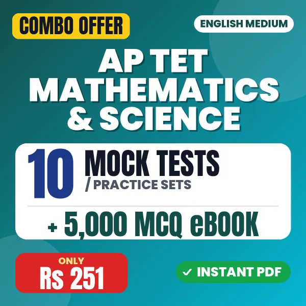 AP TET Mathematics & Science Exam – 10 Most Important Mock Tests / Practice Sets and 5000 MCQ eBook | English Medium PDF Download