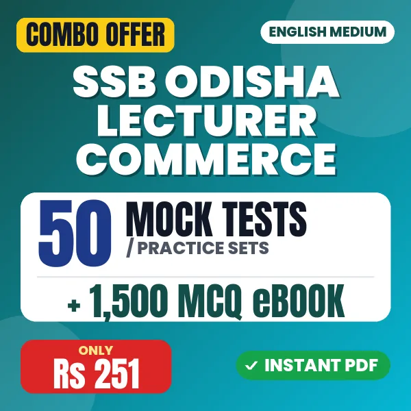SSB Odisha Lecturer Commerce Exam – 50 Most Important Mock Tests / Practice Sets and 1500 MCQ eBook | English Medium PDF Download