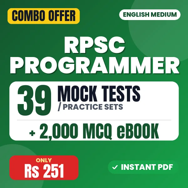 RPSC Programmer (Paper-I) Exam – 39 Most Important Mock Tests / Practice Sets and 2000 MCQ eBook | English Medium PDF Download