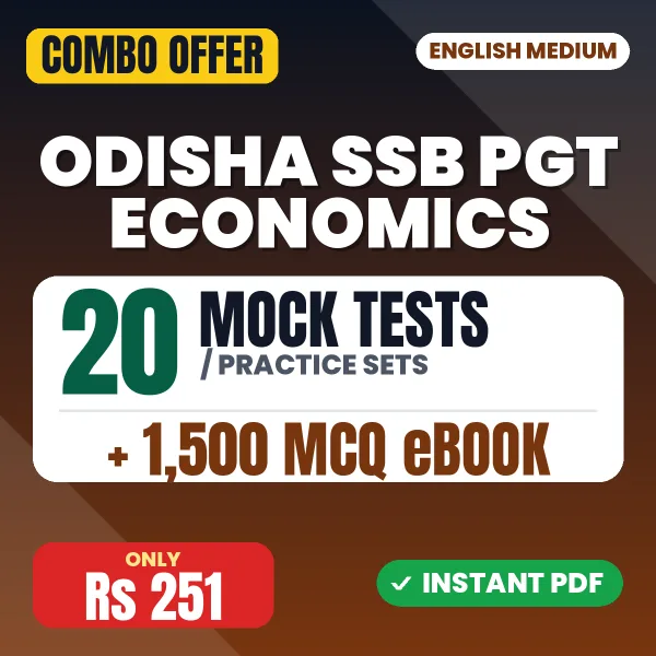 Odisha SSB PGT Economics Exam – 20 Most Important Mock Tests / Practice Sets and 1500 MCQ eBook | English Medium PDF Download