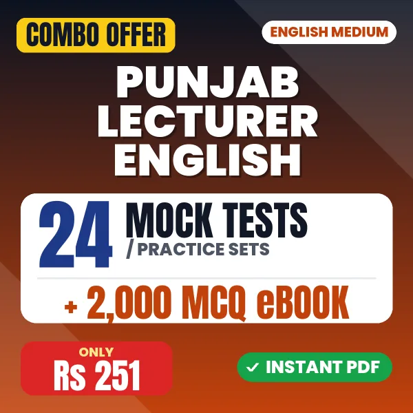 Punjab Lecturer English Exam – 24 Most Important Mock Tests / Practice Sets and 2000 MCQ eBook | English Medium PDF Download