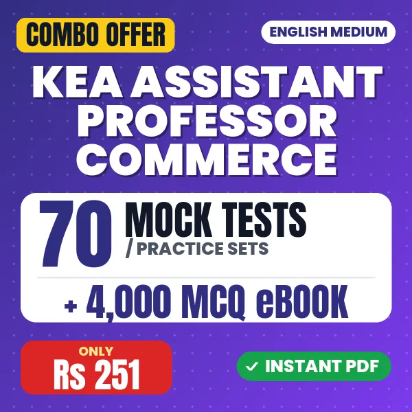 KEA Assistant Professor (Commerce) Exam Paper 4 – 70 Most Important Mock Tests / Practice Sets and 4000 MCQ eBook | English Medium PDF Download