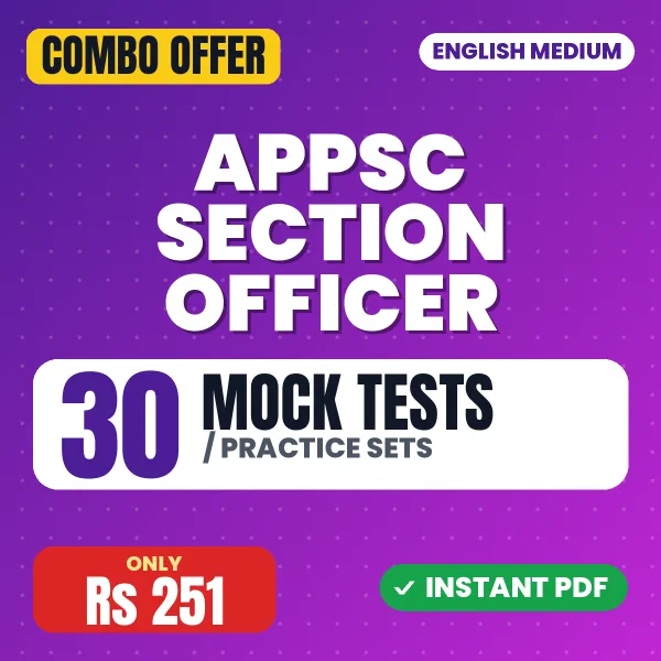 APPSC Section Officer Exam Paper II – 30 Most Important Mock Tests / Practice Sets | English Medium PDF Download