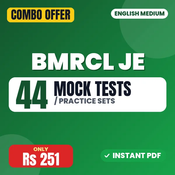 BMRCL Junior Engineer Exam – 44 Most Important Mock Tests / Practice Sets | English Medium PDF Download