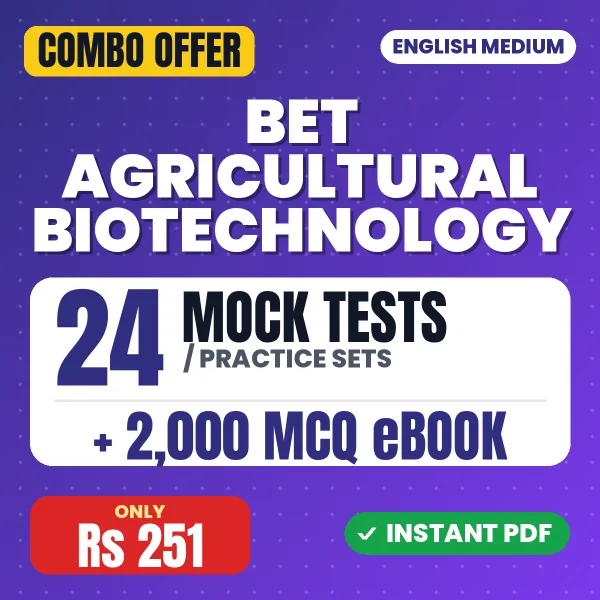 BET Agricultural Biotechnology Exam – 24 Most Important Mock Tests / Practice Sets and 2000 MCQ eBook | English Medium PDF Download