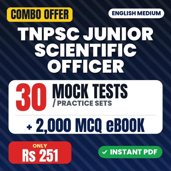 TNPSC Junior Scientific Officer (Paper-II) Exam – 30 Most Important Mock Tests / Practice Sets and 2000 MCQ eBook | English Medium PDF Download