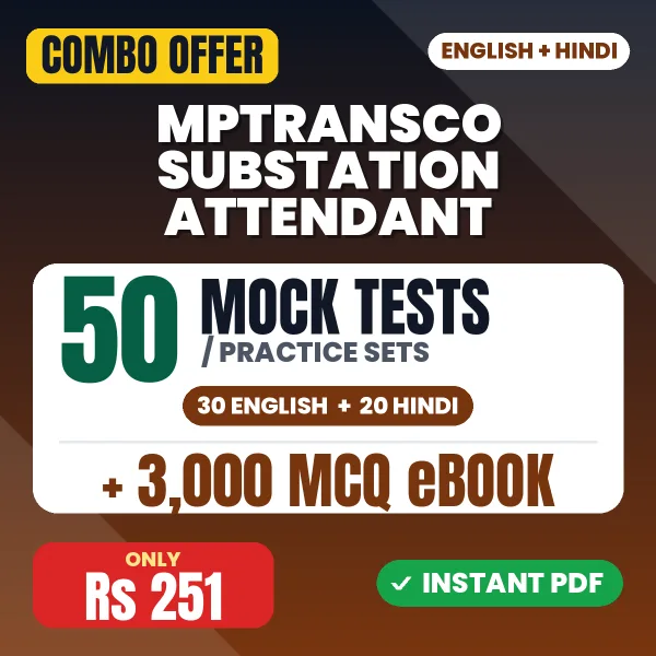 MPTRANSCO Substation Attendant Exam – 50 Most Important Mock Tests / Practice Sets and 3000 MCQ eBook | English & Hindi Medium PDF Download