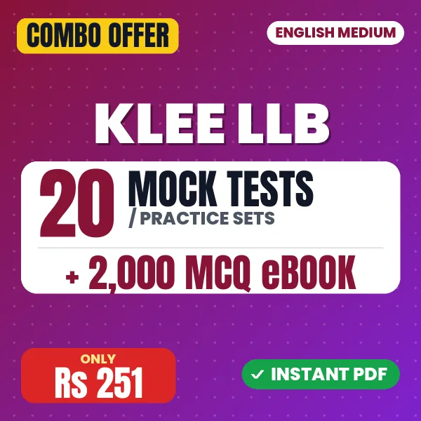 KLEE LLB (3 years) Exam – 20 Most Important Mock Tests / Practice Sets and 2000 MCQ eBook | English Medium PDF Download