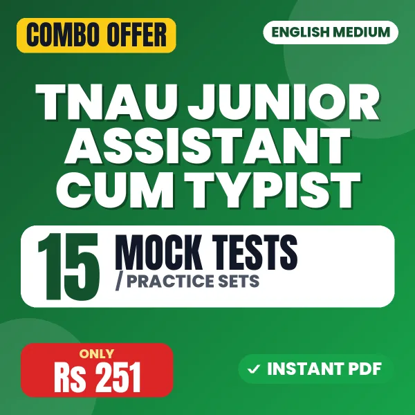 TNAU Junior Assistant Cum Typist Exam – 15 Most Important Mock Tests / Practice Sets | English Medium PDF Download