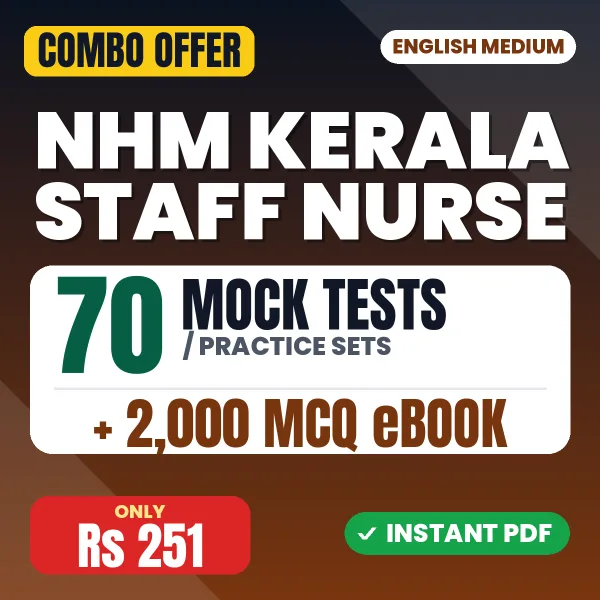 NHM Kerala Staff Nurse Exam – 70 Most Important Mock Tests / Practice Sets and 2000 MCQ eBook | English Medium PDF Download