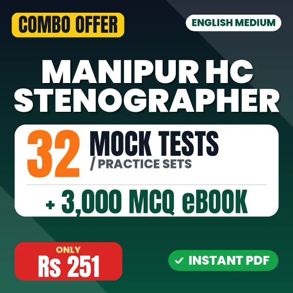 Manipur HC Stenographer Exam – 32 Most Important Mock Tests / Practice Sets and 3000 MCQ eBook | English Medium PDF Download