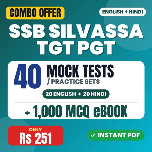 SSB Silvassa TGT PGT Exam (Social Science) – 40 Most Important Mock Tests / Practice Sets and 1000 MCQ eBook | English & Hindi Medium PDF Download