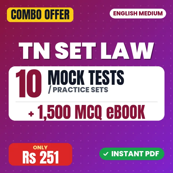 TN SET Law Exam – 10 Most Important Mock Tests / Practice Sets and 1500 MCQ eBook | English Medium PDF Download