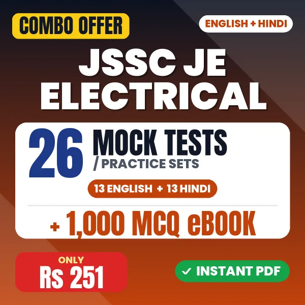 JSSC JE Electrical (Paper-I) Exam – 26 Most Important Mock Tests / Practice Sets and 1000 MCQ eBook | English & Hindi Medium PDF Download