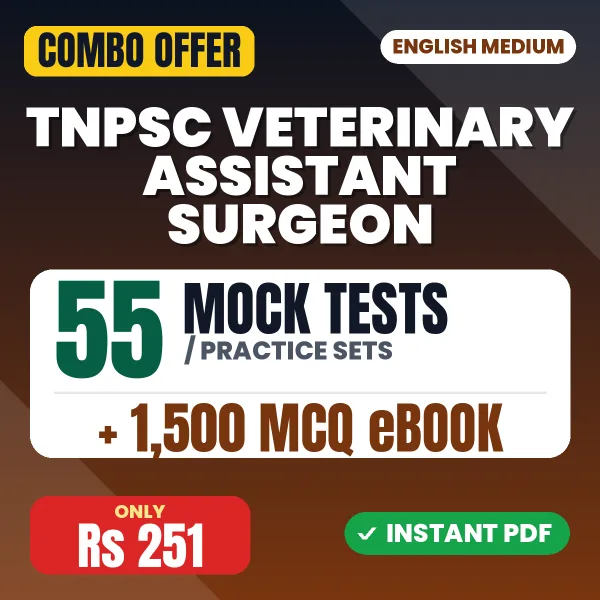 TNPSC Veterinary Assistant Surgeon Exam Paper II – 55 Most Important Mock Tests / Practice Sets and 1500 MCQ eBook | English Medium PDF Download