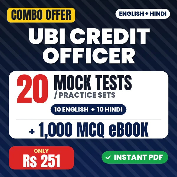 Union Bank of India Credit Officer Exam (Computer Science) – 20 Most Important Mock Tests / Practice Sets and 1000 MCQ eBook | English & Hindi Medium PDF Download