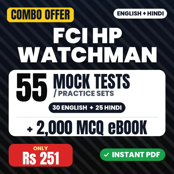 FCI HP Watchman Exam – 55 Most Important Mock Tests / Practice Sets and 2000 MCQ eBook | English & Hindi Medium PDF Download
