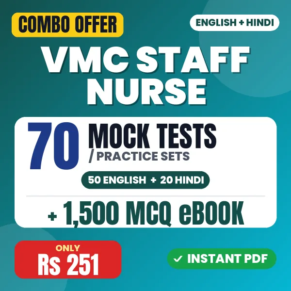 VMC Staff Nurse Exam – 70 Most Important Mock Tests / Practice Sets and 1500 MCQ eBook | English & Hindi Medium PDF Download