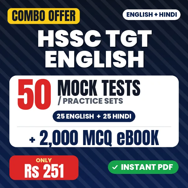 HSSC TGT English Exam – 50 Most Important Mock Tests / Practice Sets and 2000 MCQ eBook | English & Hindi Medium PDF Download