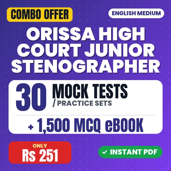Orissa High Court Junior Stenographer Exam – 30 Most Important Mock Tests / Practice Sets and 1500 MCQ eBook | English Medium PDF Download