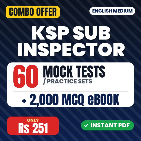 KSP Police Sub Inspector Exam Paper II – 60 Most Important Mock Tests / Practice Sets and 2000 MCQ eBook | English Medium PDF Download