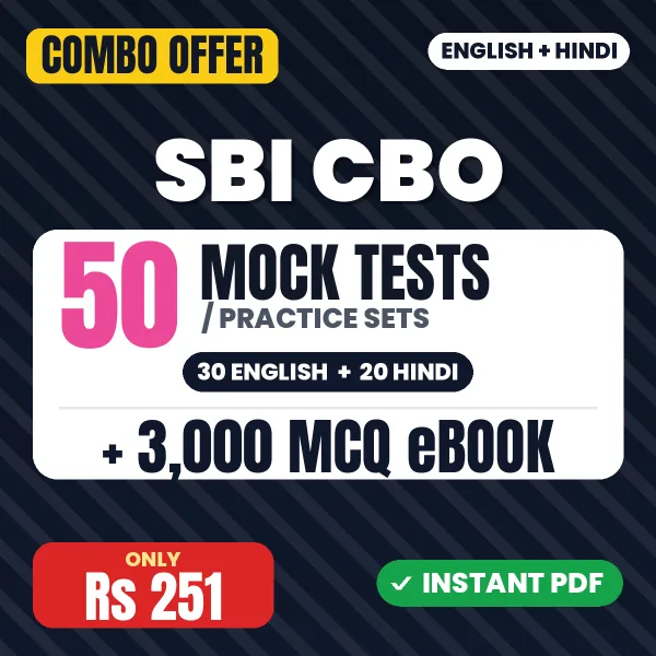 SBI Circle Based Officer Test A Exam – 50 Most Important Mock Tests / Practice Sets and 3000 MCQ eBook | English & Hindi Medium PDF Download