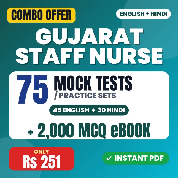 COH Gujarat Staff Nurse (Paper-I) Exam – 75 Most Important Mock Tests / Practice Sets and 2000 MCQ eBook | English & Hindi Medium PDF Download