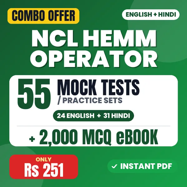 NCL HEMM Operator Exam – 55 Most Important Mock Tests / Practice Sets and 2000 MCQ eBook | English & Hindi Medium PDF Download