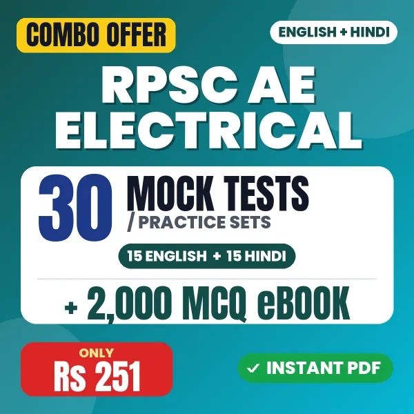 RPSC AE Electrical (Prelims) Exam – 30 Most Important Mock Tests / Practice Sets and 2000 MCQ eBook | English & Hindi Medium PDF Download