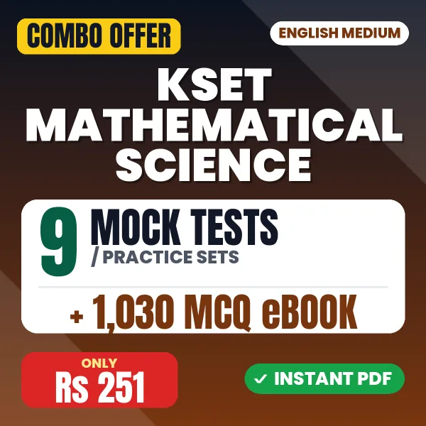 KSET Mathematical Science Exam – 9 Most Important Mock Tests / Practice Sets and 1030 MCQ eBook | English Medium PDF Download