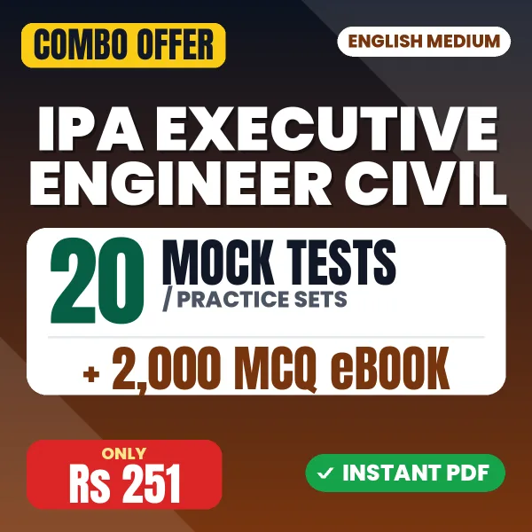 IPA Executive Engineer (Civil) Exam – 20 Most Important Mock Tests / Practice Sets and 2000 MCQ eBook | English Medium PDF Download
