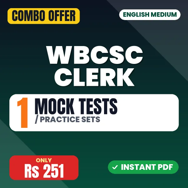 WBCSC Clerk Exam – 1 Most Important Mock Tests / Practice Sets | English Medium PDF Download