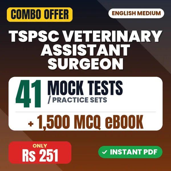 TSPSC Veterinary Assistant Surgeon Exam Paper I – 41 Most Important Mock Tests / Practice Sets and 1500 MCQ eBook | English Medium PDF Download