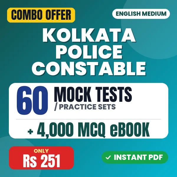 Kolkata Police Constable Prelims Exam – 60 Most Important Mock Tests / Practice Sets and 4000 MCQ eBook | English Medium PDF Download
