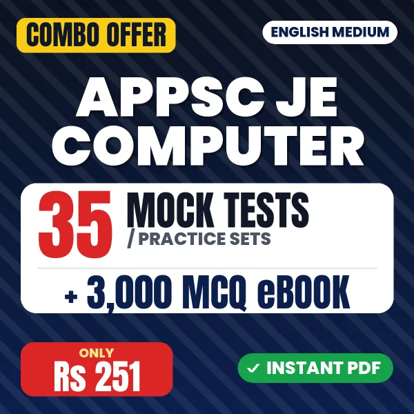 APPSC JE (Computer/IT) Exam Paper 1 – 35 Most Important Mock Tests / Practice Sets and 3000 MCQ eBook | English Medium PDF Download