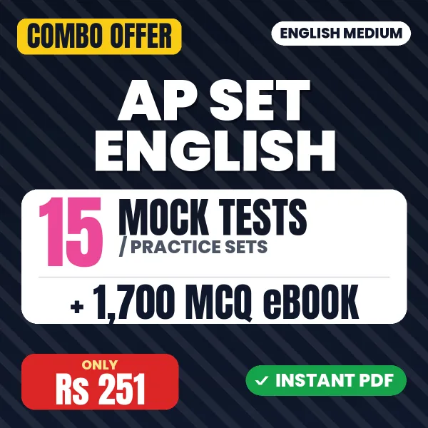 AP SET English Exam Paper 2 – 15 Most Important Mock Tests / Practice Sets and 1700 MCQ eBook | English Medium PDF Download