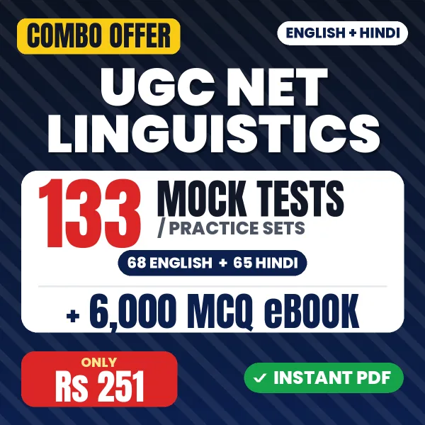 UGC NET Linguistics Exam – 133 Most Important Mock Tests / Practice Sets and 6000 MCQ eBook | English & Hindi Medium PDF Download