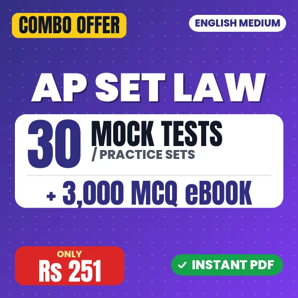 AP SET Law Exam Paper 2 – 30 Most Important Mock Tests / Practice Sets and 3000 MCQ eBook | English Medium PDF Download