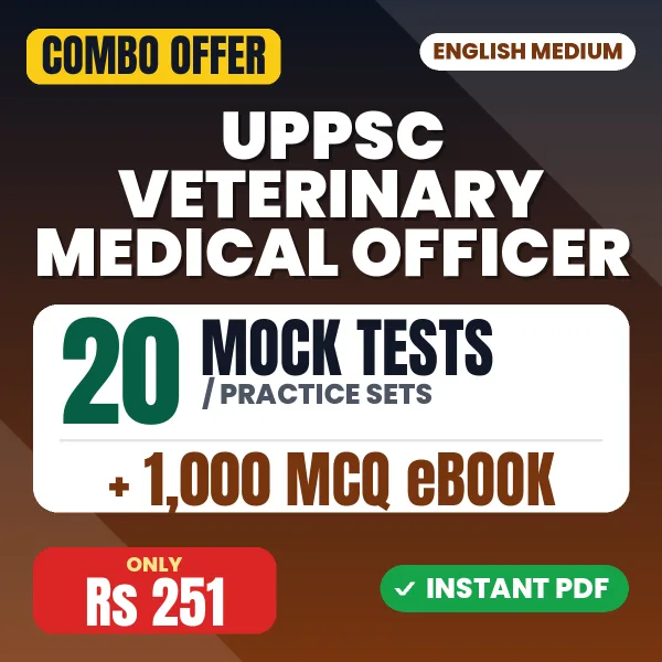 UPPSC Veterinary Medical Officer Exam – 20 Most Important Mock Tests / Practice Sets and 1000 MCQ eBook | English Medium PDF Download
