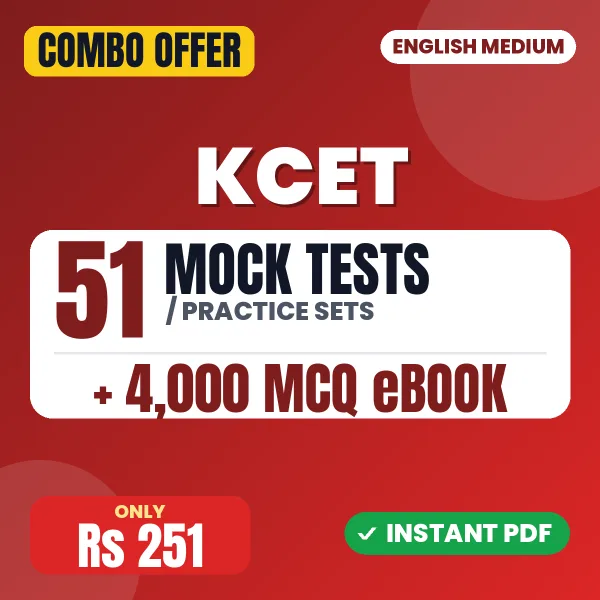 KCET Exam (Mathematics) – 51 Most Important Mock Tests / Practice Sets and 4000 MCQ eBook | English Medium PDF Download