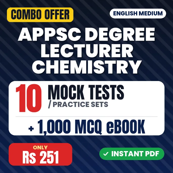 APPSC Degree Lecturer Chemistry Exam Paper II – 10 Most Important Mock Tests / Practice Sets and 1000 MCQ eBook | English Medium PDF Download