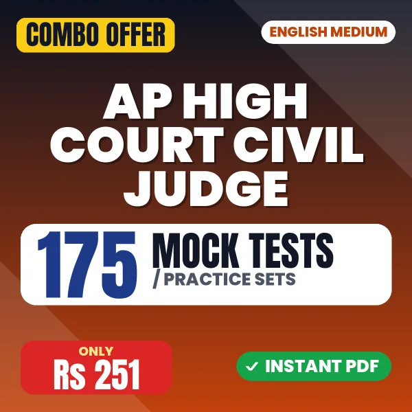 AP High Court Civil Judge Screening Test Exam Stage 1 – 175 Most Important Mock Tests / Practice Sets | English Medium PDF Download