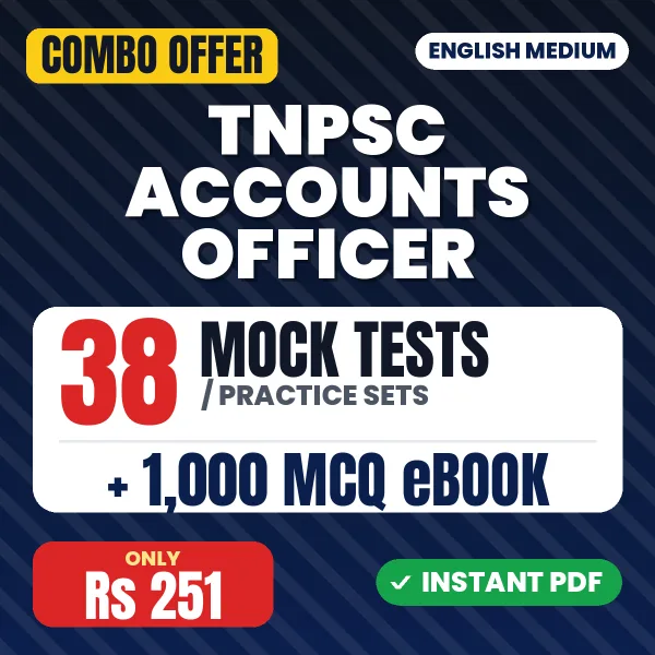 TNPSC Accounts Officer (Paper-II) Exam – 38 Most Important Mock Tests / Practice Sets and 1000 MCQ eBook | English Medium PDF Download