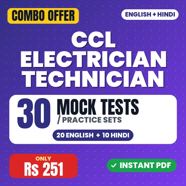 CCL Electrician Technician Exam – 30 Most Important Mock Tests / Practice Sets | English & Hindi Medium PDF Download