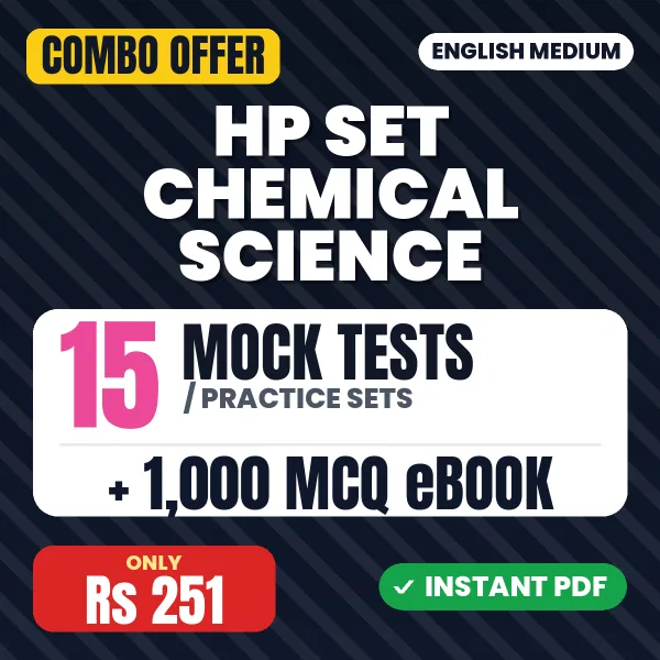 HP SET Chemical Science (Paper-2) Exam – 15 Most Important Mock Tests / Practice Sets and 1000 MCQ eBook | English Medium PDF Download