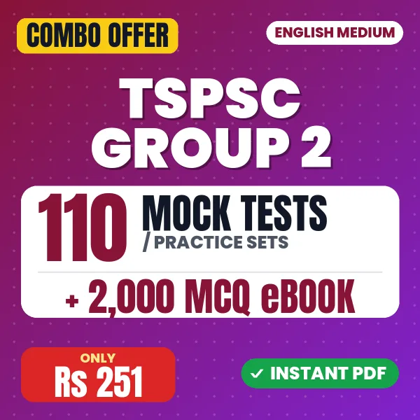 TSPSC Group II (Paper-II) Exam – 110 Most Important Mock Tests / Practice Sets and 2000 MCQ eBook | English Medium PDF Download