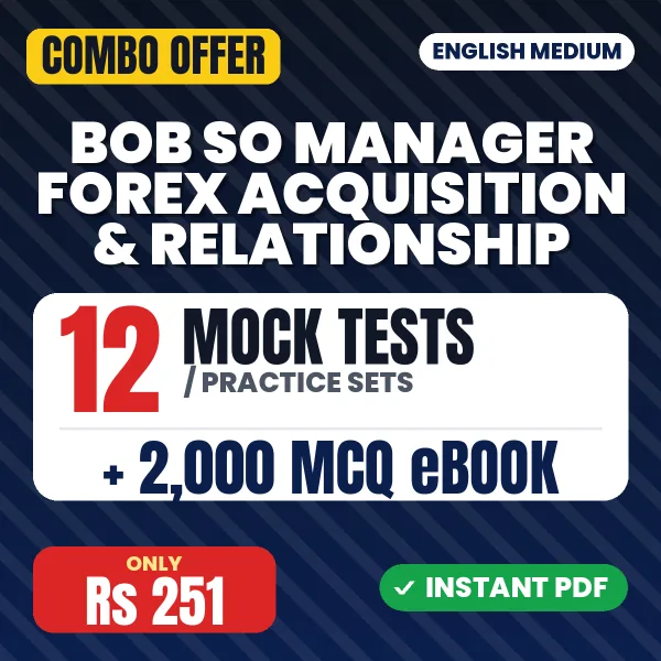 Bank of Baroda SO (Manager- Forex Acquisition & Relationship) Exam – 12 Most Important Mock Tests / Practice Sets and 2000 MCQ eBook | English Medium PDF Download