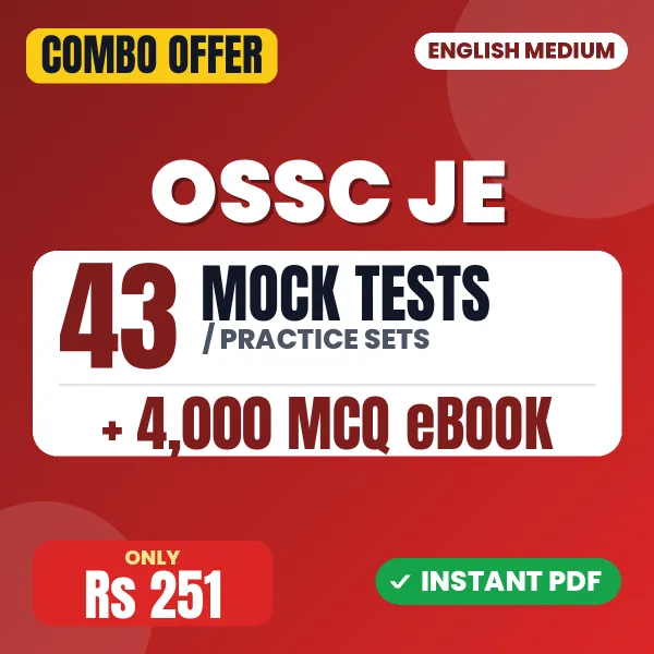 OSSC JE Stage 1 Prelims Exam – 43 Most Important Mock Tests / Practice Sets and 4000 MCQ eBook | English Medium PDF Download