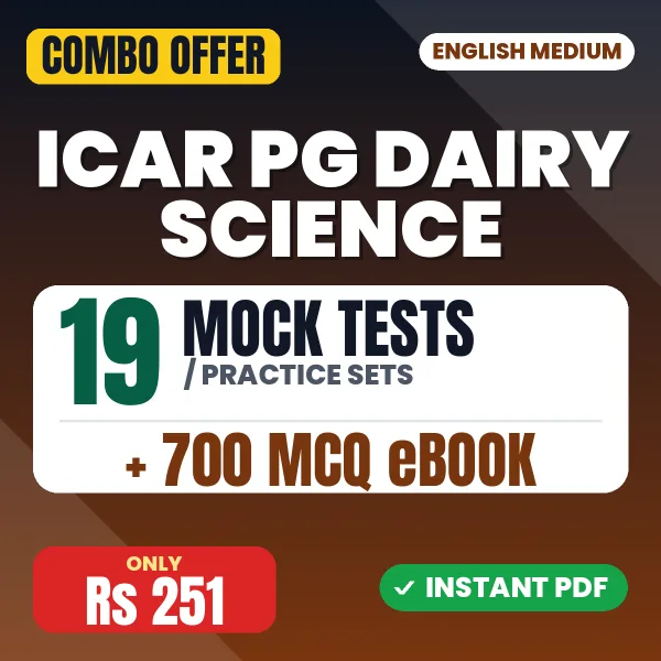 ICAR PG Dairy Science Exam – 19 Most Important Mock Tests / Practice Sets and 700 MCQ eBook | English Medium PDF Download