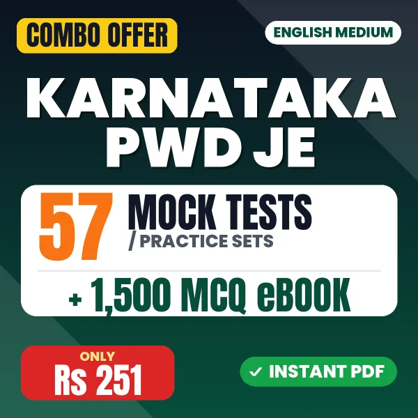 Karnataka PWD JE Exam Paper I – 57 Most Important Mock Tests / Practice Sets and 1500 MCQ eBook | English Medium PDF Download